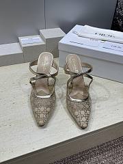 Dior Or Dior Capture Heeled Mule Transparent Mesh with Strass Cannage Motif and Gold-Tone Laminated Lambskin 10cm - 4