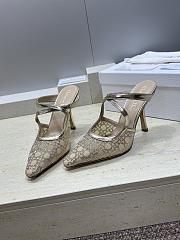 Dior Or Dior Capture Heeled Mule Transparent Mesh with Strass Cannage Motif and Gold-Tone Laminated Lambskin 10cm - 2
