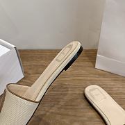 Dioriviera Dior Médaillon Slide Natural Embroidered Cotton and Cognac Brown Calfskin - 5