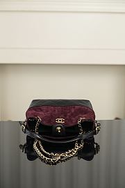 Chanel Mini Tote Suede Calfskin, Shiny Lambskin & Gold-Tone Metal Burgundy & Black - 20x15.5x8.5cm - 6