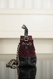 Chanel Mini Tote Suede Calfskin, Shiny Lambskin & Gold-Tone Metal Burgundy & Black - 20x15.5x8.5cm - 3