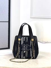 Chanel Mini Tote Canvas & Gold-Tone Metal Black, White & Gray AS6199 - 20.5x21x15cm - 1