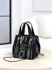 Chanel Mini Tote Canvas & Gold-Tone Metal Black, White & Gray AS6199 - 20.5x21x15cm - 4