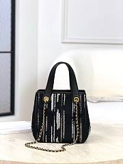 Chanel Mini Tote Canvas & Gold-Tone Metal Black, White & Gray AS6199 - 20.5x21x15cm - 2