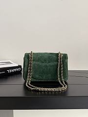 Chanel Mini Flap Bag Suede Calfskin & Gold-Tone Metal Dark Green - 13x20x6cm - 5