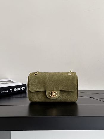 Chanel Mini Flap Bag Suede Calfskin & Gold-Tone Metal Khaki - 13x20x6cm