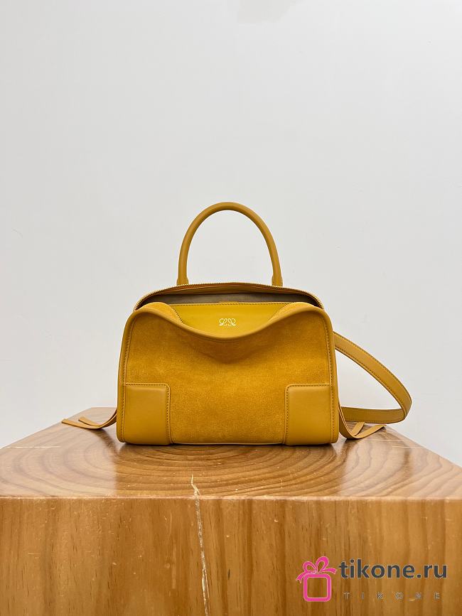 Loewe Small Amazona 180 Bag in Suede Ochre - 24.5x18.5x10cm - 1