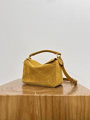 Loewe Small Featherlight Puzzle Bag In Suede Ochre - 24x16.5x10.5cm - 4