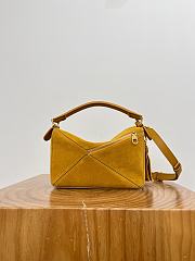 Loewe Small Featherlight Puzzle Bag In Suede Ochre - 24x16.5x10.5cm - 3