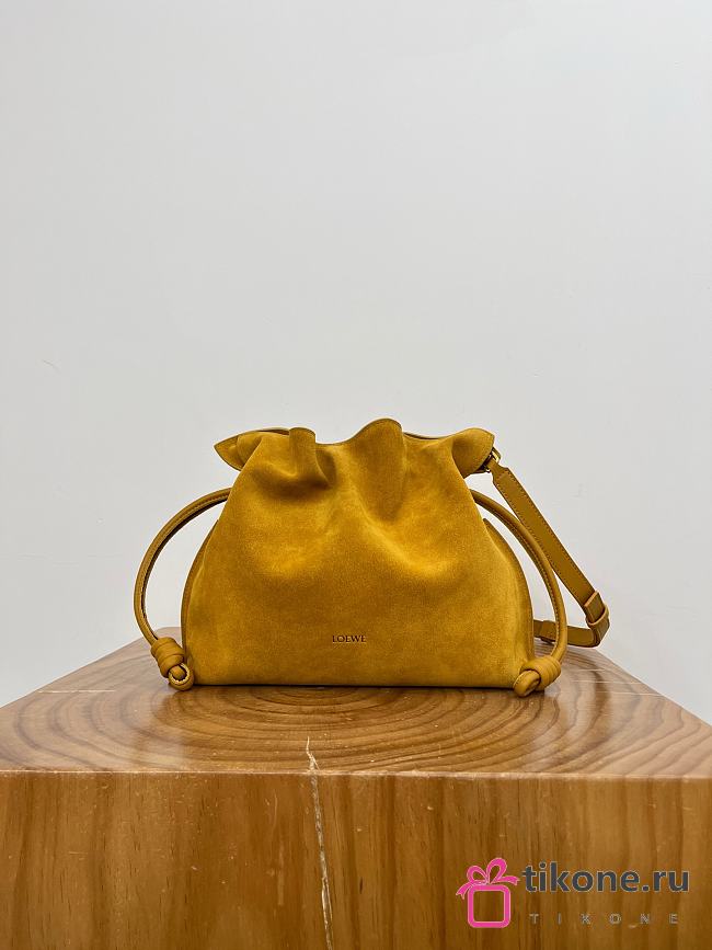 Loewe Medium Flamenco Clutch In Suede Ochre - 30x24.5x10.5cm - 1