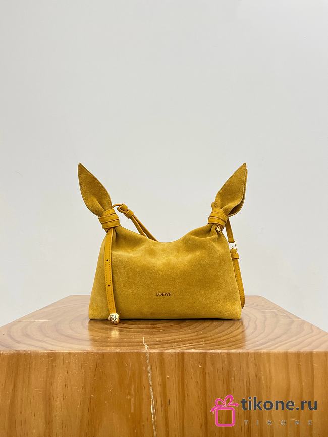 Loewe Mini Scarf Bag In Suede Ochre - 24.5x14.5x6cm - 1