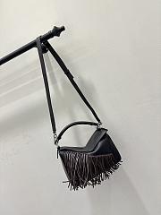 Loewe Fringe Small Puzzle Bag in Classic Calfskin Black/Dark Chestnut - 24x16.5x10.5cm - 6