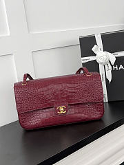 Chanel Maxi Flap Bag Crocodile Embossed Calfskin & Gold-Tone Metal Burgundy AS6231 - 32x19.5x10cm - 1