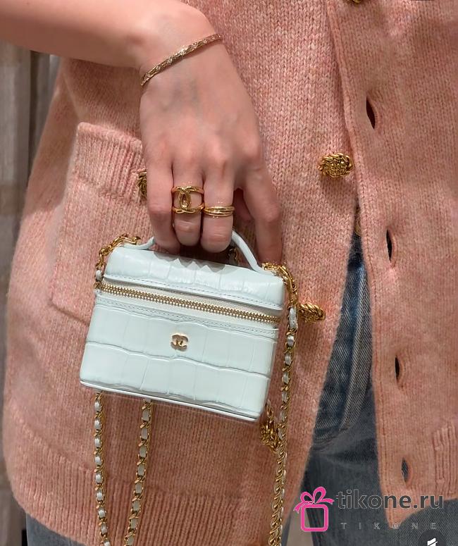 Chanel Vanity With Chain Crocodile Embossed Calfskin & Gold-Tone Metal Mint Green - 11x8.5x4cm - 1