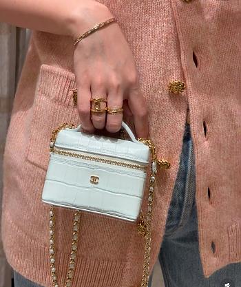 Chanel Vanity With Chain Crocodile Embossed Calfskin & Gold-Tone Metal Mint Green - 11x8.5x4cm