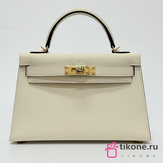 Hermes Kelly 19 Epsom Leather Gold Hardware Cream White - 20x13x6cmm - 1