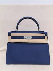 Hermes Kelly 32 Epsom Leather Silver Hardware Sapphire Blue - 32x23x10.5cm - 1