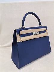 Hermes Kelly 32 Epsom Leather Silver Hardware Sapphire Blue - 32x23x10.5cm - 4