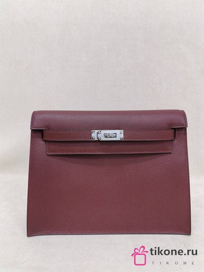 Hermes Kelly Danse Evercolor Leather Palladium Hardware Rouge H - 22x17x7cm - 1