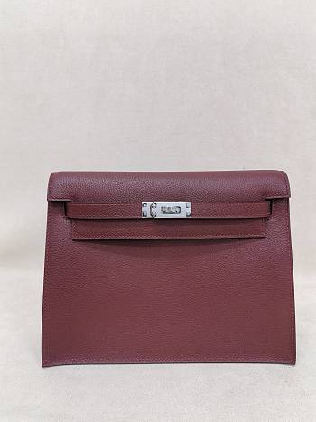 Hermes Kelly Danse Evercolor Leather Palladium Hardware Rouge H - 22x17x7cm