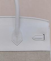 Hermes Birkin 25 Canvas-Swift Leather Palladium Hardware Gris Platine - 25x20x13cm - 6