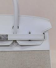 Hermes Birkin 25 Canvas-Swift Leather Palladium Hardware Gris Platine - 25x20x13cm - 4