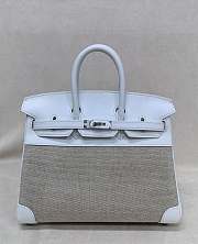 Hermes Birkin 25 Canvas-Swift Leather Palladium Hardware Gris Platine - 25x20x13cm - 3