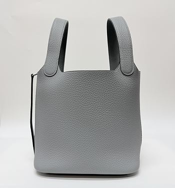 Hermes Picotin Lock 18 Bag Taurillon Clemence Leather Puppet Grey - 18x13x18cm