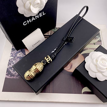 Chanel Peanut Mini Bag Charm Gold-Tone Metal & Lambskin Golden & Black 