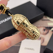 Chanel Peanut Mini Bag Charm Gold-Tone Metal & Lambskin Golden & Black  - 4