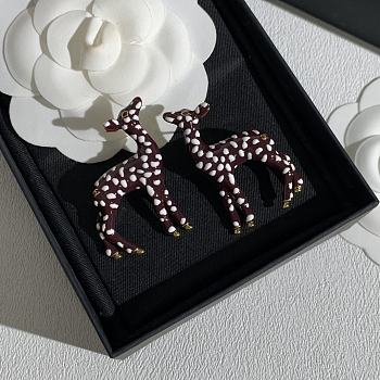 Chanel Stud Earrings Metal & Resin Golden, Brown & White ABH820
