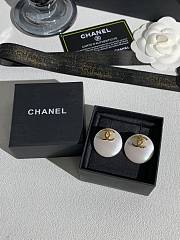 Chanel Stud Earrings Metal & Resin Gold & Pearly White ABH918 - 1