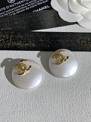 Chanel Stud Earrings Metal & Resin Gold & Pearly White ABH918 - 2