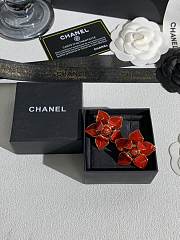 Chanel Stud Earrings Metal & Resin Golden Red ABH699 - 4