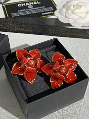 Chanel Stud Earrings Metal & Resin Golden Red ABH699 - 3