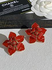 Chanel Stud Earrings Metal & Resin Golden Red ABH699 - 2