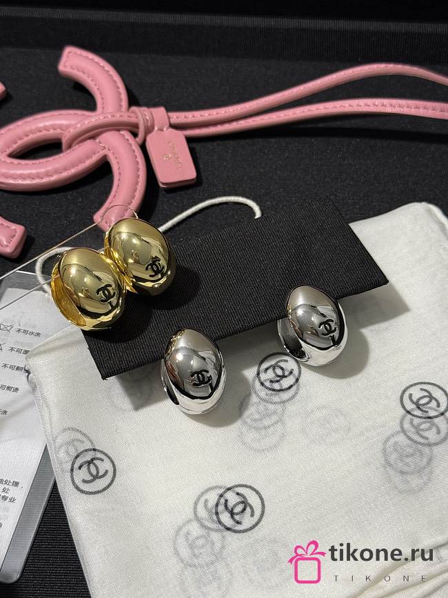 Chanel Metal Resin CC Oval Drop Earrings Gold/Silver Black - 1