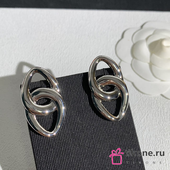 Chanel Pendant Earrings Metal Silver ABI043 - 1