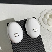 Chanel Stud Earrings Metal & Resin Silver & White ABI001 - 1