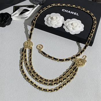 Chanel Vintage Triple Row Chain Belt Gold Black