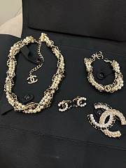 Chanel Pearl Lambskin Chain CC Stud Earrings Gold Black - 5