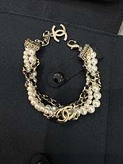 Chanel Pearl Lambskin Chain CC Bracelet Gold Black - 1