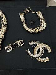 Chanel Pearl Lambskin Chain CC Bracelet Gold Black - 4
