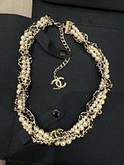 Chanel Pearl Lambskin Chain CC Necklace Gold Black - 1