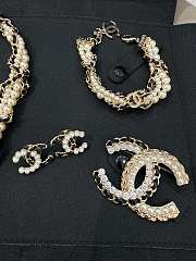 Chanel Pearl Lambskin Chain CC Necklace Gold Black - 5
