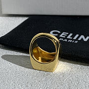 Celine Triomphe Square Signet Ring in Brass with Gold Finish - 3