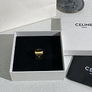 Celine Triomphe Square Signet Ring in Brass with Gold Finish - 2