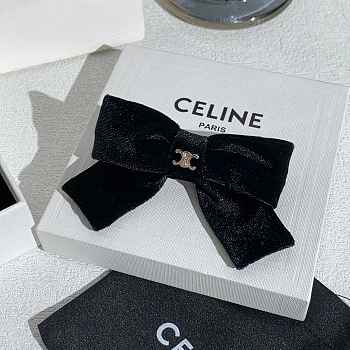 Celine Bow Hair Clip Velvet Black