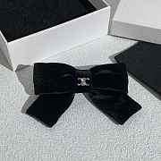 Celine Bow Hair Clip Velvet Black - 4