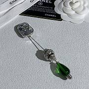 Celine Brooch Metal, Glass & Diamanté Silvery, Transparent, Green & Crystal ABH853 - 1